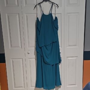 ✨ David’s Bridal Teal Chiffon Layered Formal Dress | Size 26 | Bridesmaid / Form